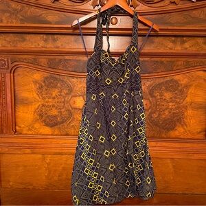 Anthropologie Edme & Esyllte Rhythmic Receptions Lined Halter Dress Navy 10